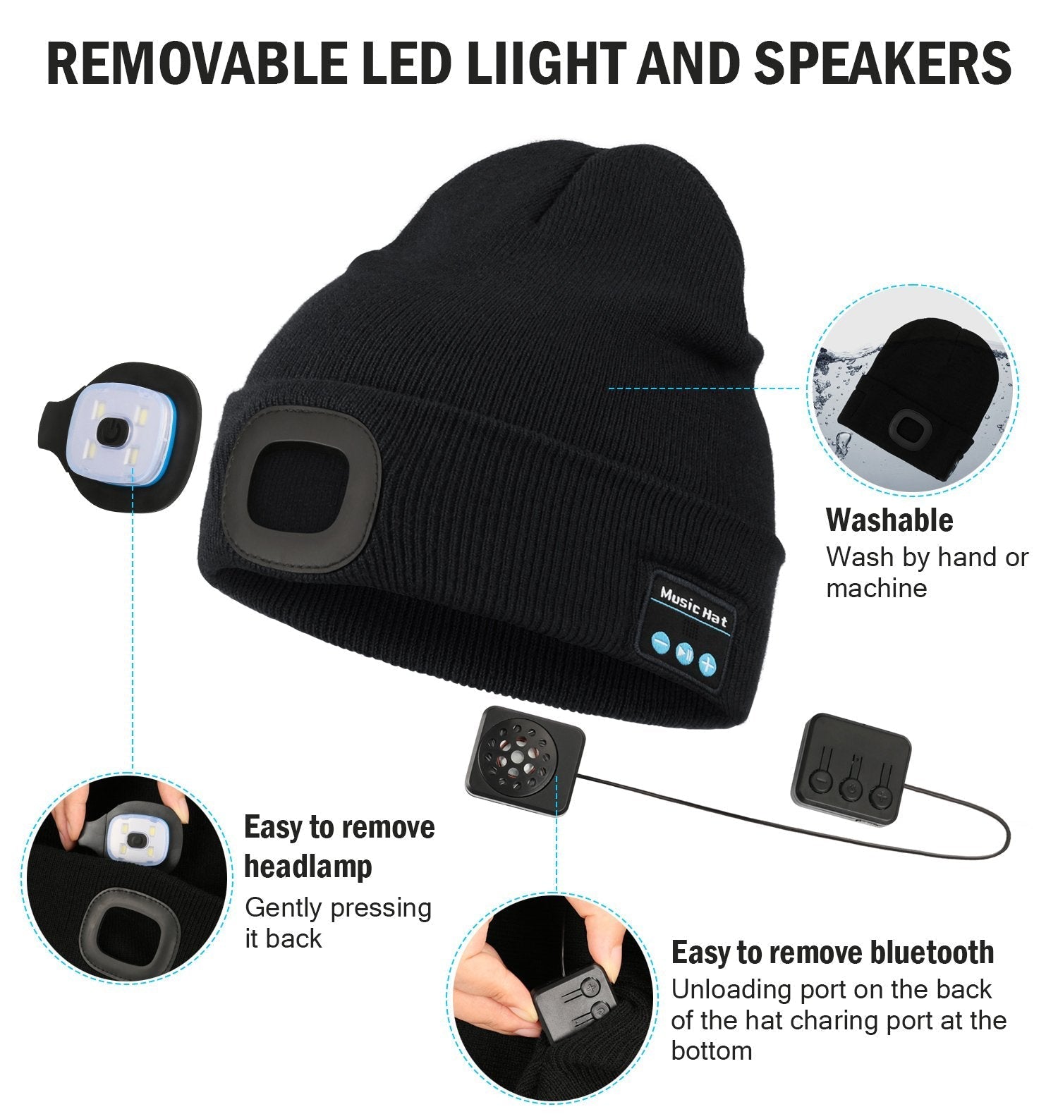 🔥Hot Sale 49% OFF🔥-3-in-1 Function Bluetooth Beanie🌟
