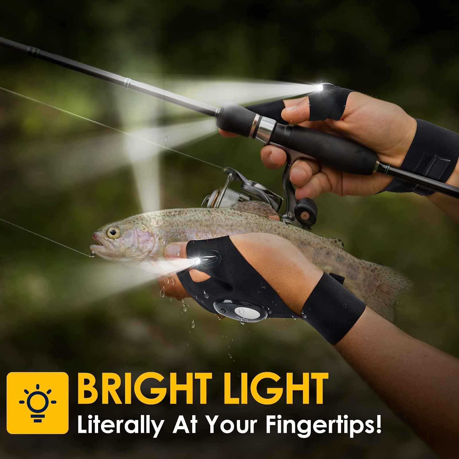 🔥LED Flashlight Waterproof Gloves - Practical Durable Fingerless Gloves✨