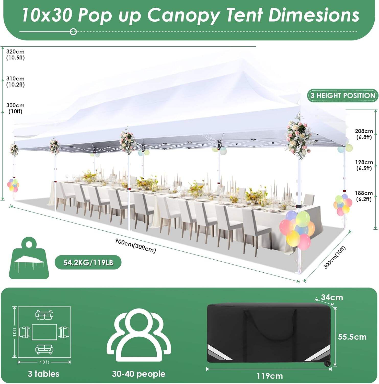 🔥[Hot sale]🔥10x20Pop up Canopy Tent with 6 sidewalls Commercial Heavy Duty Canopy UPF 50+ All Weather Waterproof Outdoor Wedding Party Tents