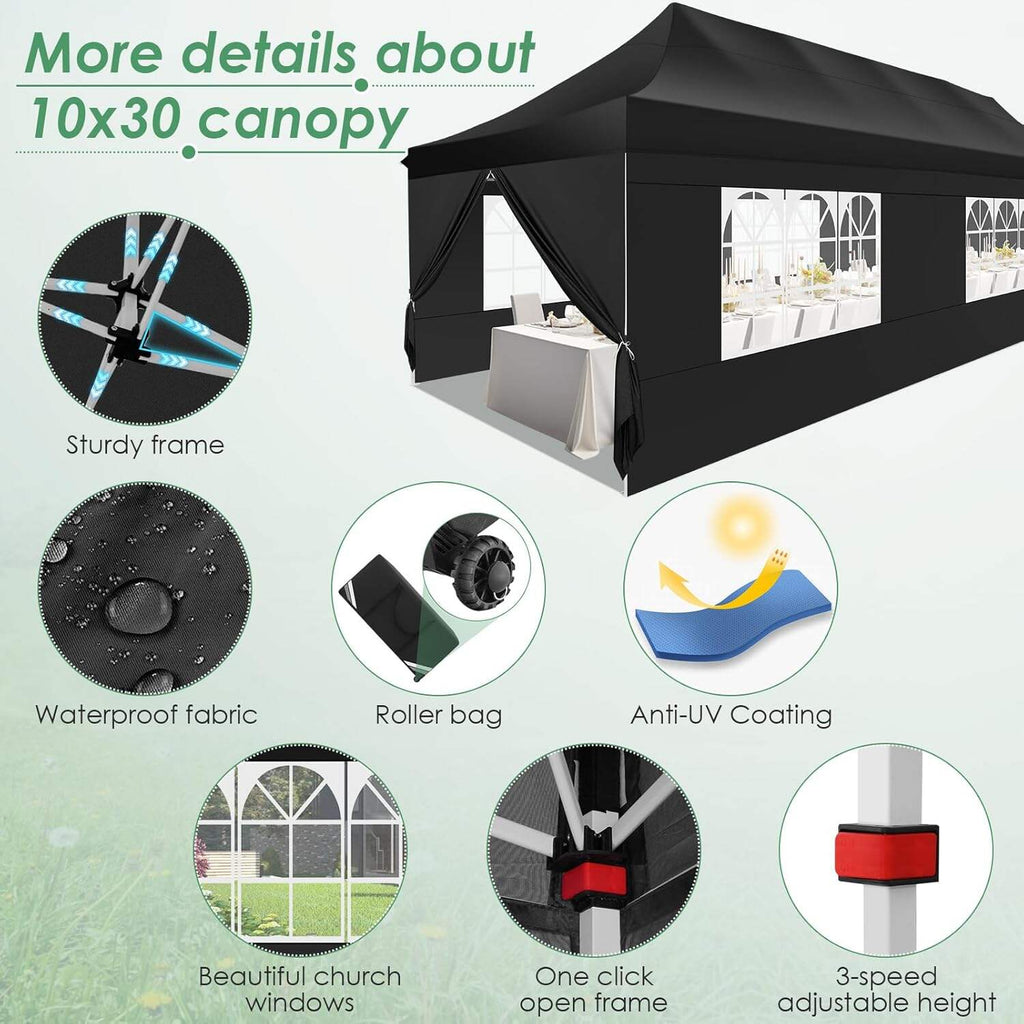 🔥[Hot sale]🔥10x20Pop up Canopy Tent with 6 sidewalls Commercial Heavy Duty Canopy UPF 50+ All Weather Waterproof Outdoor Wedding Party Tents