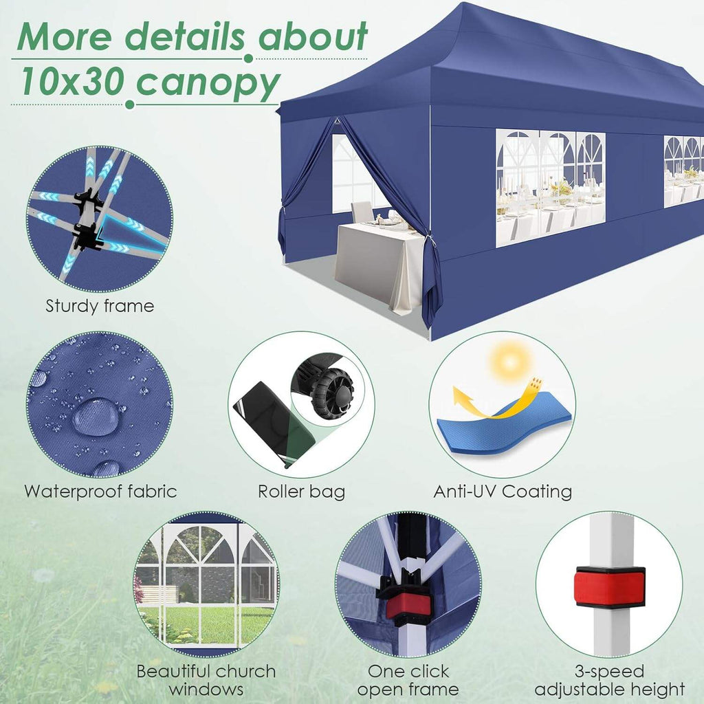 🔥[Hot sale]🔥10x20Pop up Canopy Tent with 6 sidewalls Commercial Heavy Duty Canopy UPF 50+ All Weather Waterproof Outdoor Wedding Party Tents