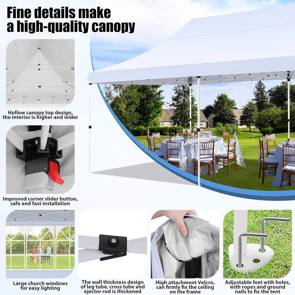 🔥[Hot sale]🔥10x20Pop up Canopy Tent with 6 sidewalls Commercial Heavy Duty Canopy UPF 50+ All Weather Waterproof Outdoor Wedding Party Tents