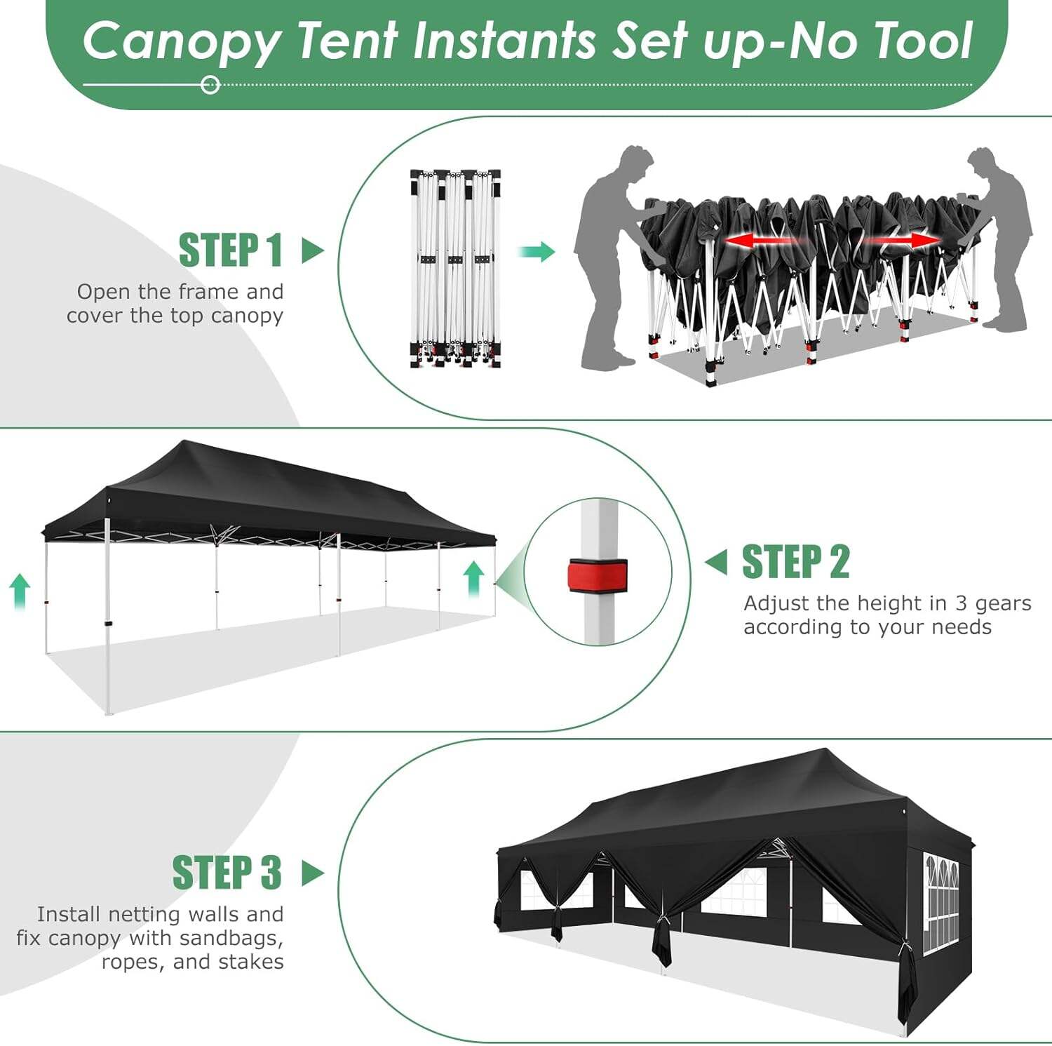 🔥[Hot sale]🔥10x20Pop up Canopy Tent with 6 sidewalls Commercial Heavy Duty Canopy UPF 50+ All Weather Waterproof Outdoor Wedding Party Tents