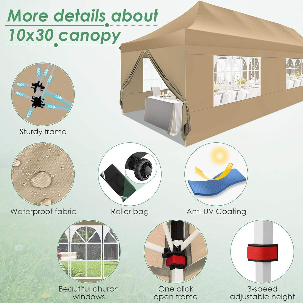 🔥[Hot sale]🔥10x20Pop up Canopy Tent with 6 sidewalls Commercial Heavy Duty Canopy UPF 50+ All Weather Waterproof Outdoor Wedding Party Tents