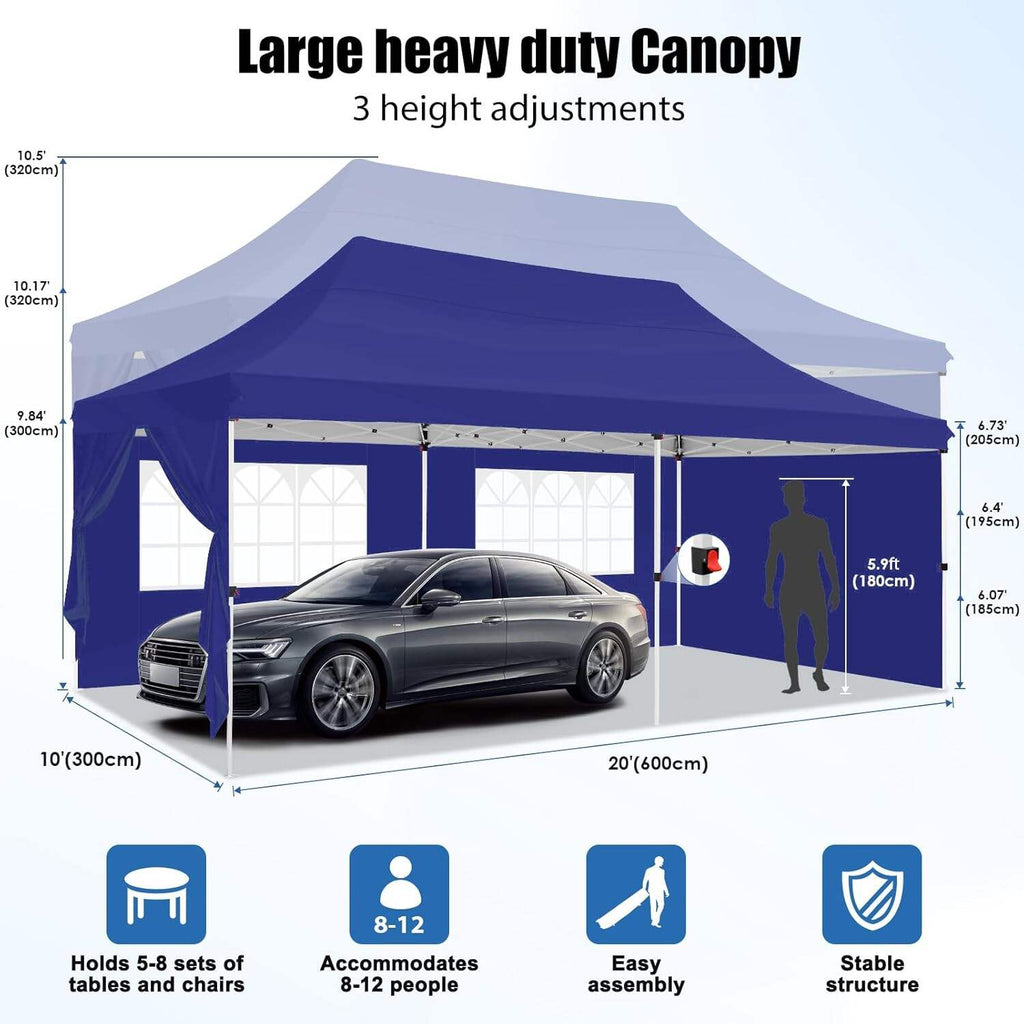 🔥[Hot sale]🔥10x20Pop up Canopy Tent with 6 sidewalls Commercial Heavy Duty Canopy UPF 50+ All Weather Waterproof Outdoor Wedding Party Tents