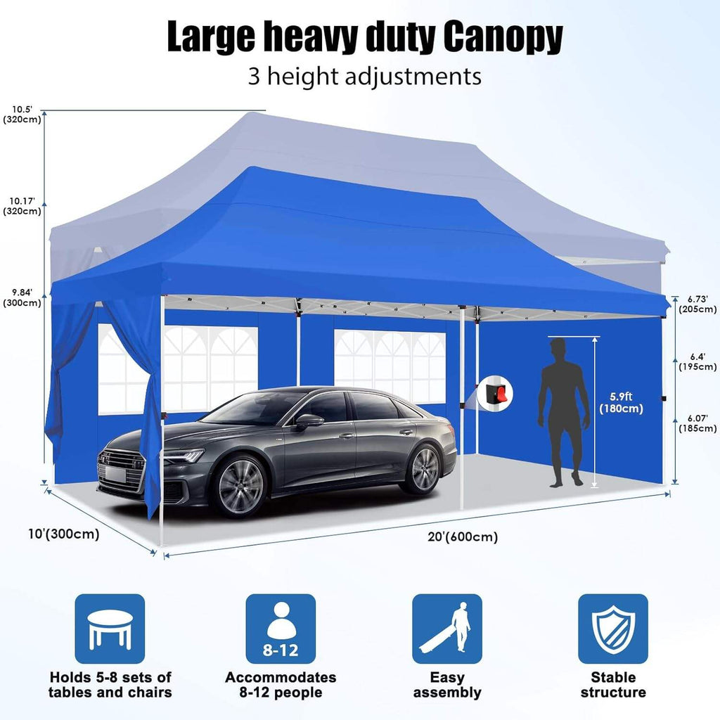🔥[Hot sale]🔥10x20Pop up Canopy Tent with 6 sidewalls Commercial Heavy Duty Canopy UPF 50+ All Weather Waterproof Outdoor Wedding Party Tents