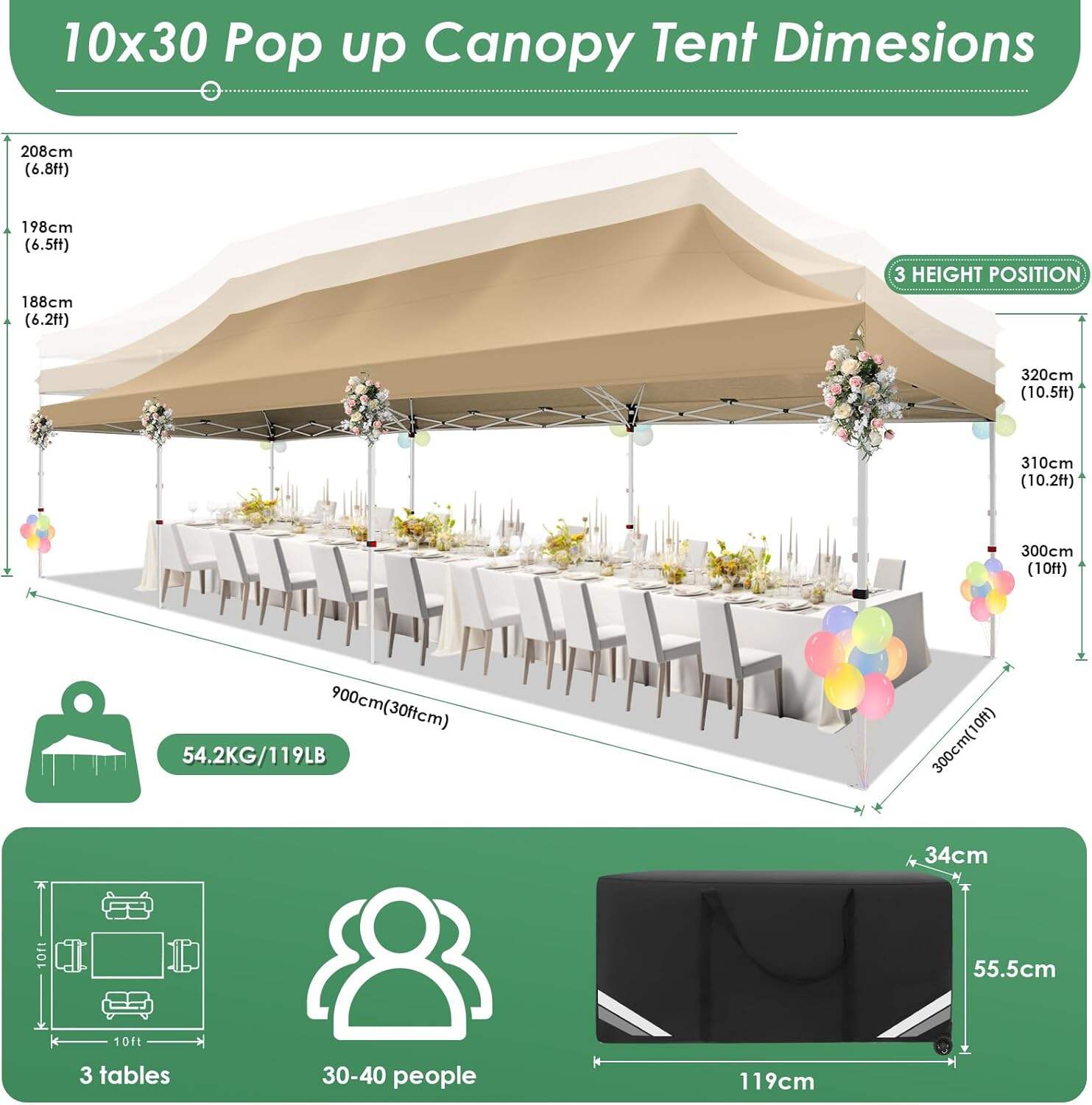 🔥[Hot sale]🔥10x20Pop up Canopy Tent with 6 sidewalls Commercial Heavy Duty Canopy UPF 50+ All Weather Waterproof Outdoor Wedding Party Tents