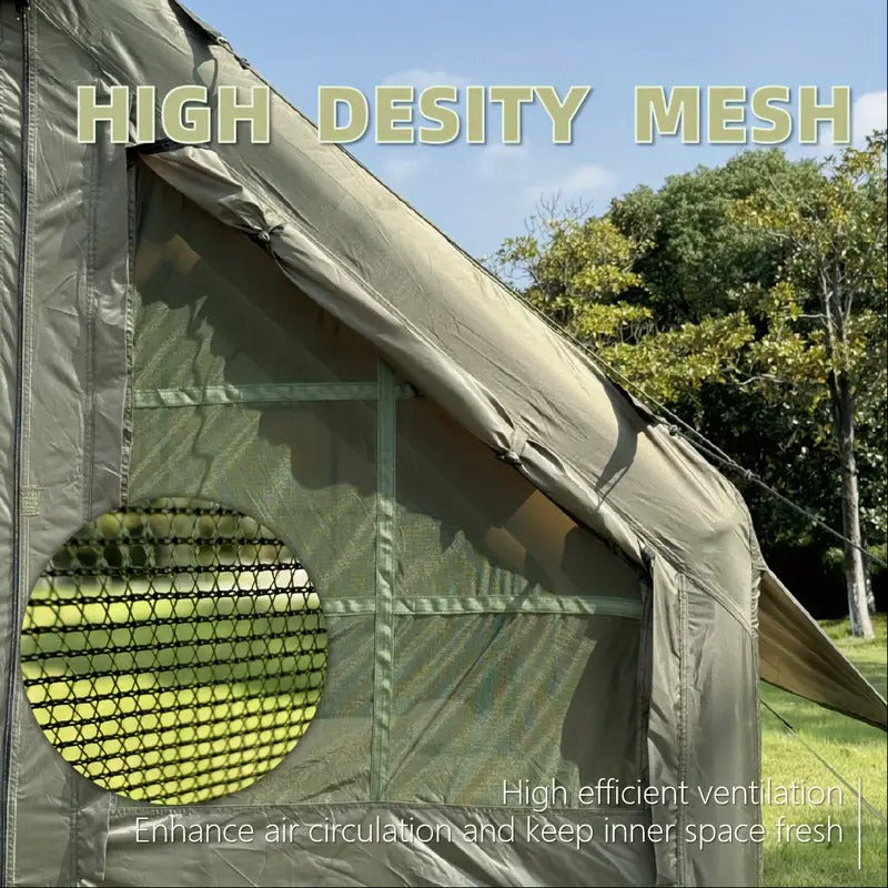 💥Clearance💥6 Person Outdoor Camping Inflatable Tent Green, Inverted V-Shaped Roof, Waterproof Oxford Cloth and PVC