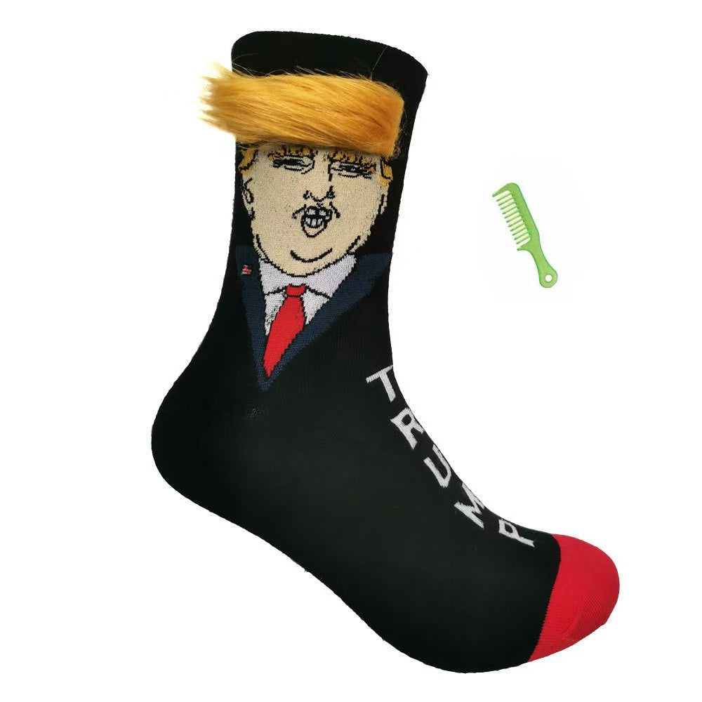 🤣Funny Trump Socks With Hair