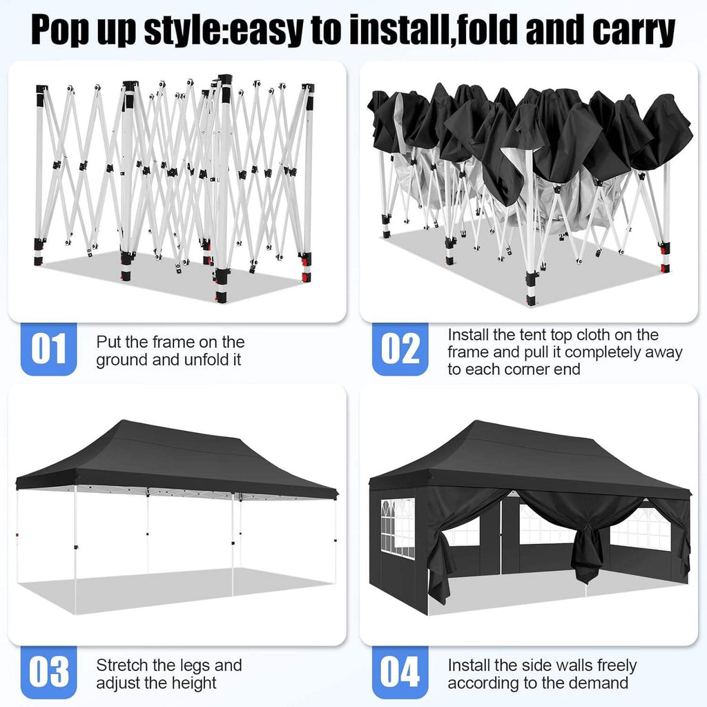 🔥[Hot sale]🔥10x20Pop up Canopy Tent with 6 sidewalls Commercial Heavy Duty Canopy UPF 50+ All Weather Waterproof Outdoor Wedding Party Tents