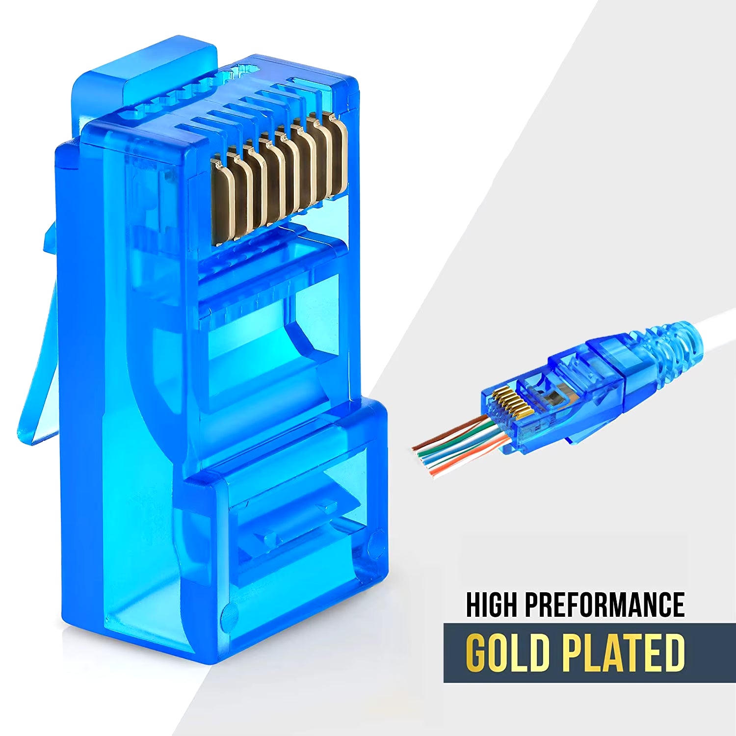 50PCS RJ45 Cat6 Pass through Connectors, Assorted Colors EZ to Crimp Modular Plug for Solid or Stranded UTP Network Cable