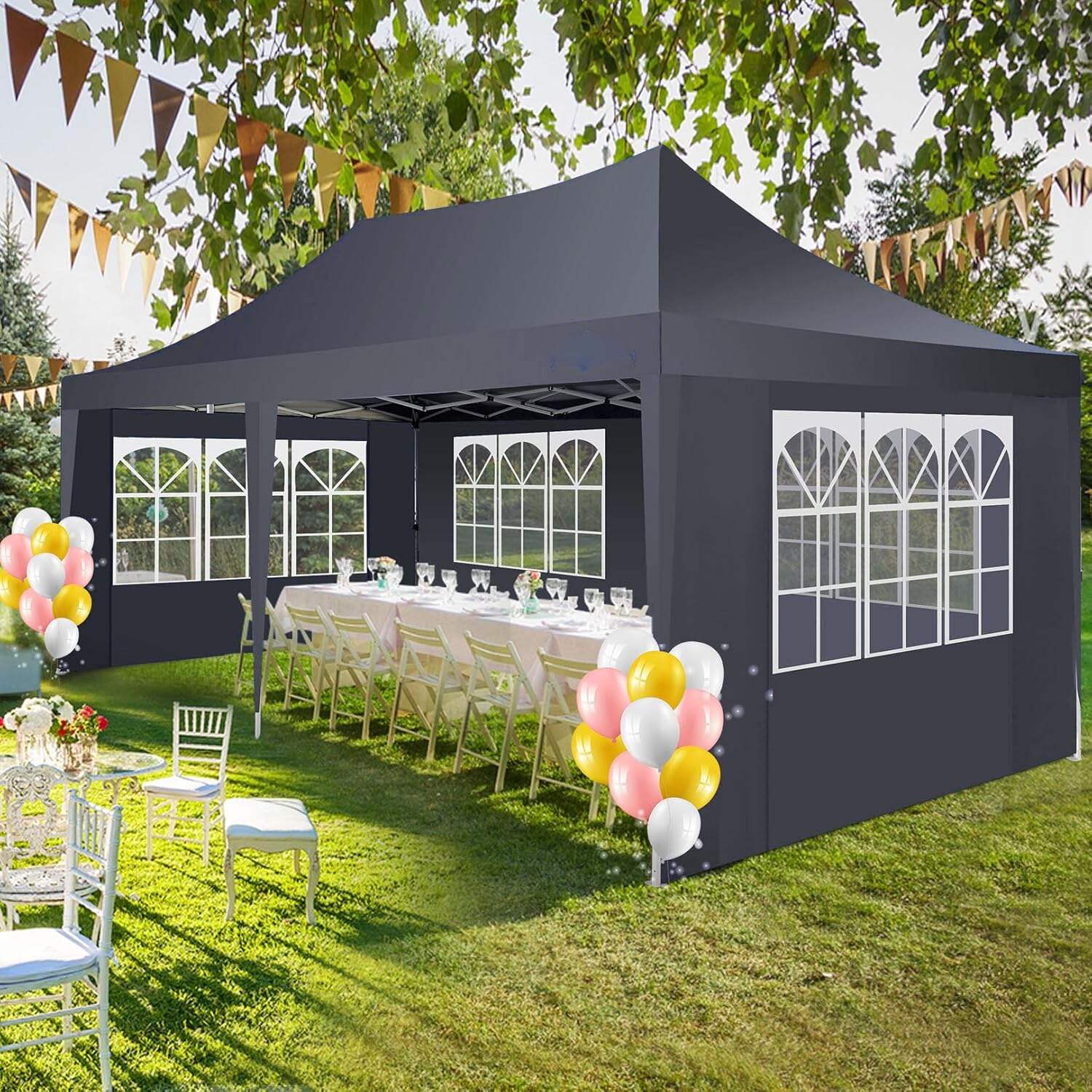 🔥[Hot sale]🔥10x20Pop up Canopy Tent with 6 sidewalls Commercial Heavy Duty Canopy UPF 50+ All Weather Waterproof Outdoor Wedding Party Tents