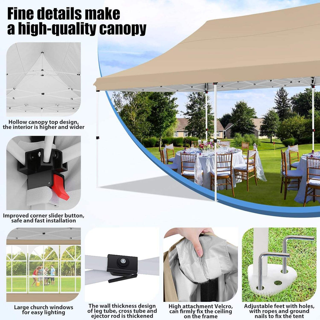 🔥[Hot sale]🔥10x20Pop up Canopy Tent with 6 sidewalls Commercial Heavy Duty Canopy UPF 50+ All Weather Waterproof Outdoor Wedding Party Tents