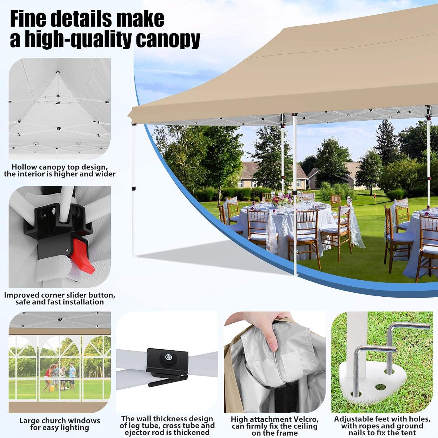 🔥[Hot sale]🔥10x20Pop up Canopy Tent with 6 sidewalls Commercial Heavy Duty Canopy UPF 50+ All Weather Waterproof Outdoor Wedding Party Tents