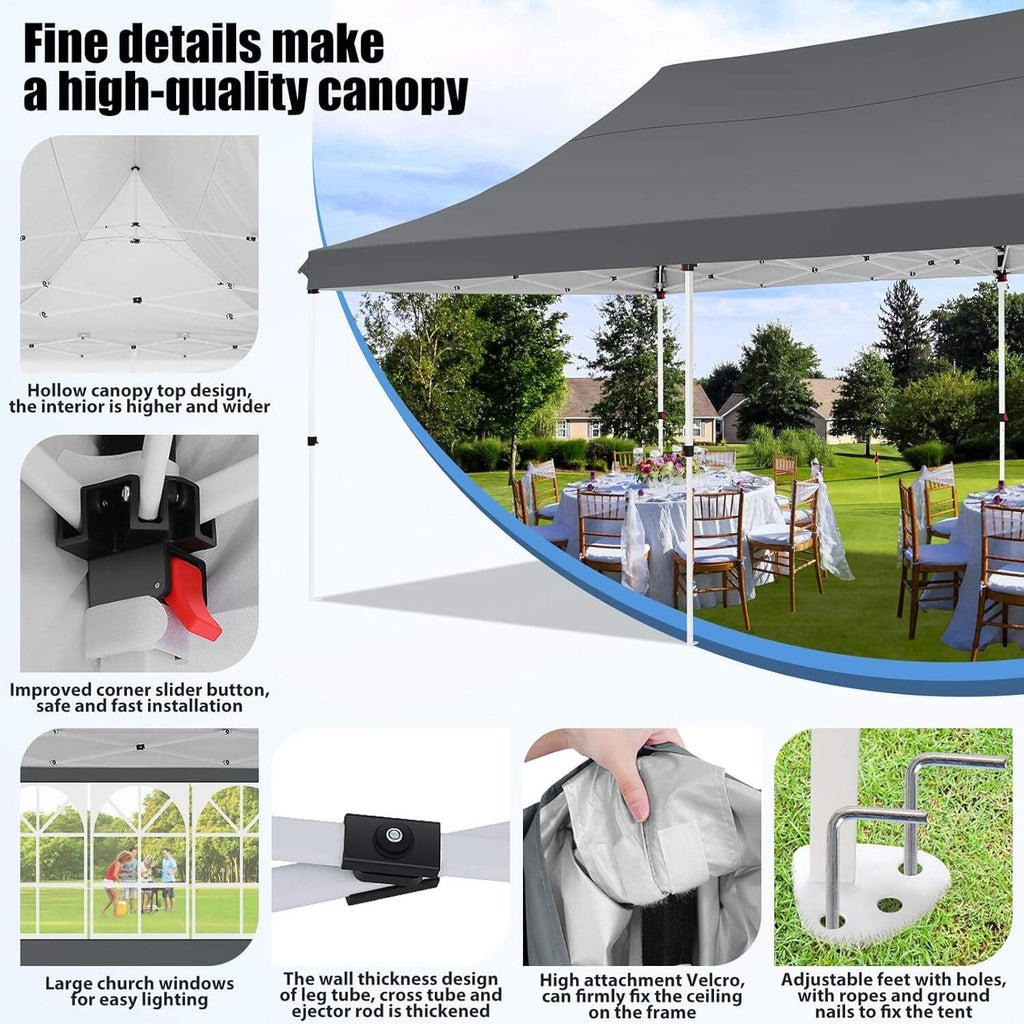 🔥[Hot sale]🔥10x20Pop up Canopy Tent with 6 sidewalls Commercial Heavy Duty Canopy UPF 50+ All Weather Waterproof Outdoor Wedding Party Tents
