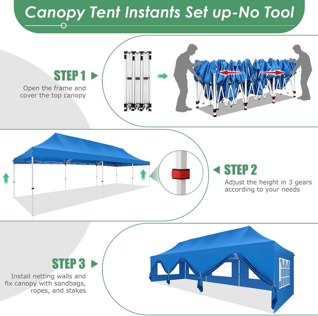 🔥[Hot sale]🔥10x20Pop up Canopy Tent with 6 sidewalls Commercial Heavy Duty Canopy UPF 50+ All Weather Waterproof Outdoor Wedding Party Tents