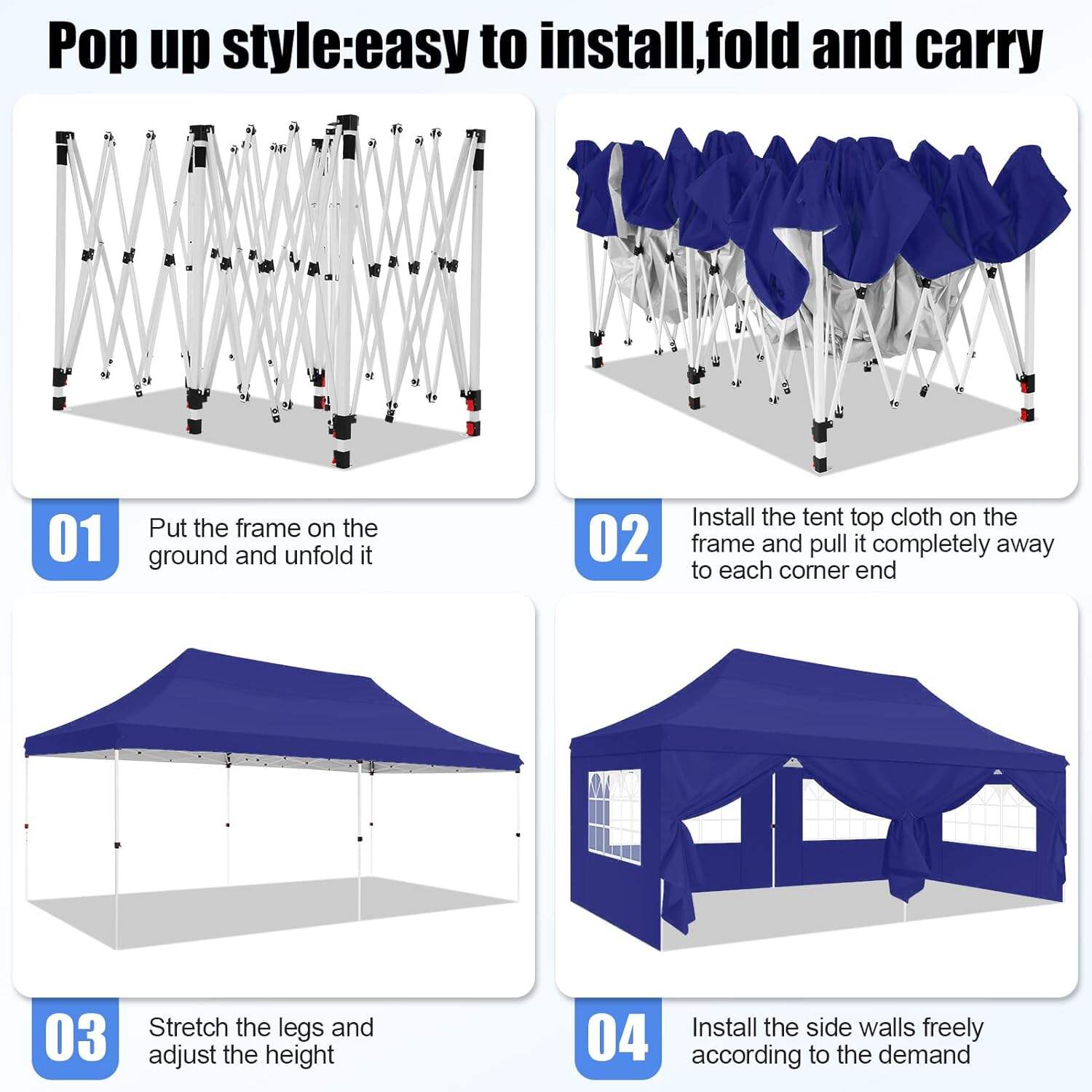 🔥[Hot sale]🔥10x20Pop up Canopy Tent with 6 sidewalls Commercial Heavy Duty Canopy UPF 50+ All Weather Waterproof Outdoor Wedding Party Tents