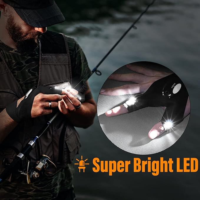 🔥LED Flashlight Waterproof Gloves - Practical Durable Fingerless Gloves✨