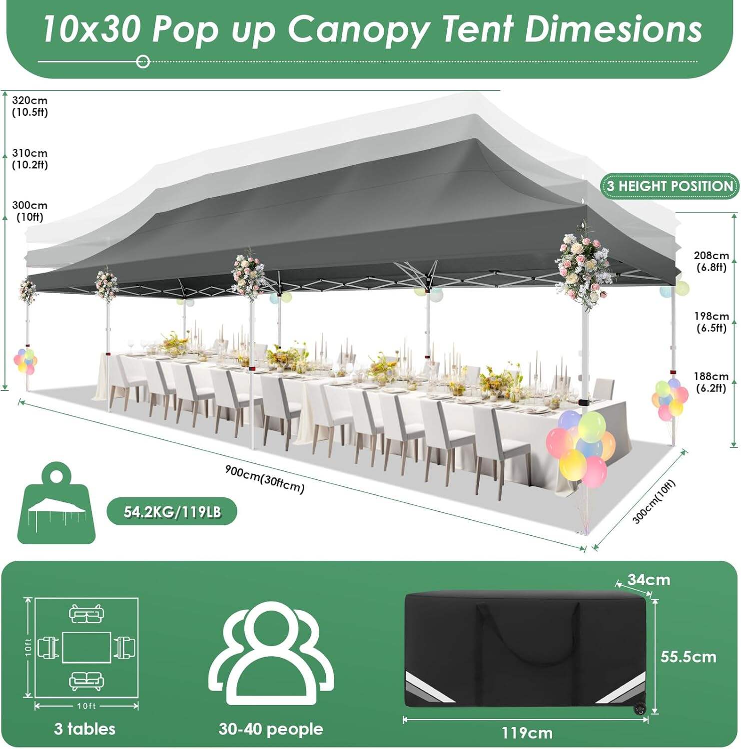 🔥[Hot sale]🔥10x20Pop up Canopy Tent with 6 sidewalls Commercial Heavy Duty Canopy UPF 50+ All Weather Waterproof Outdoor Wedding Party Tents